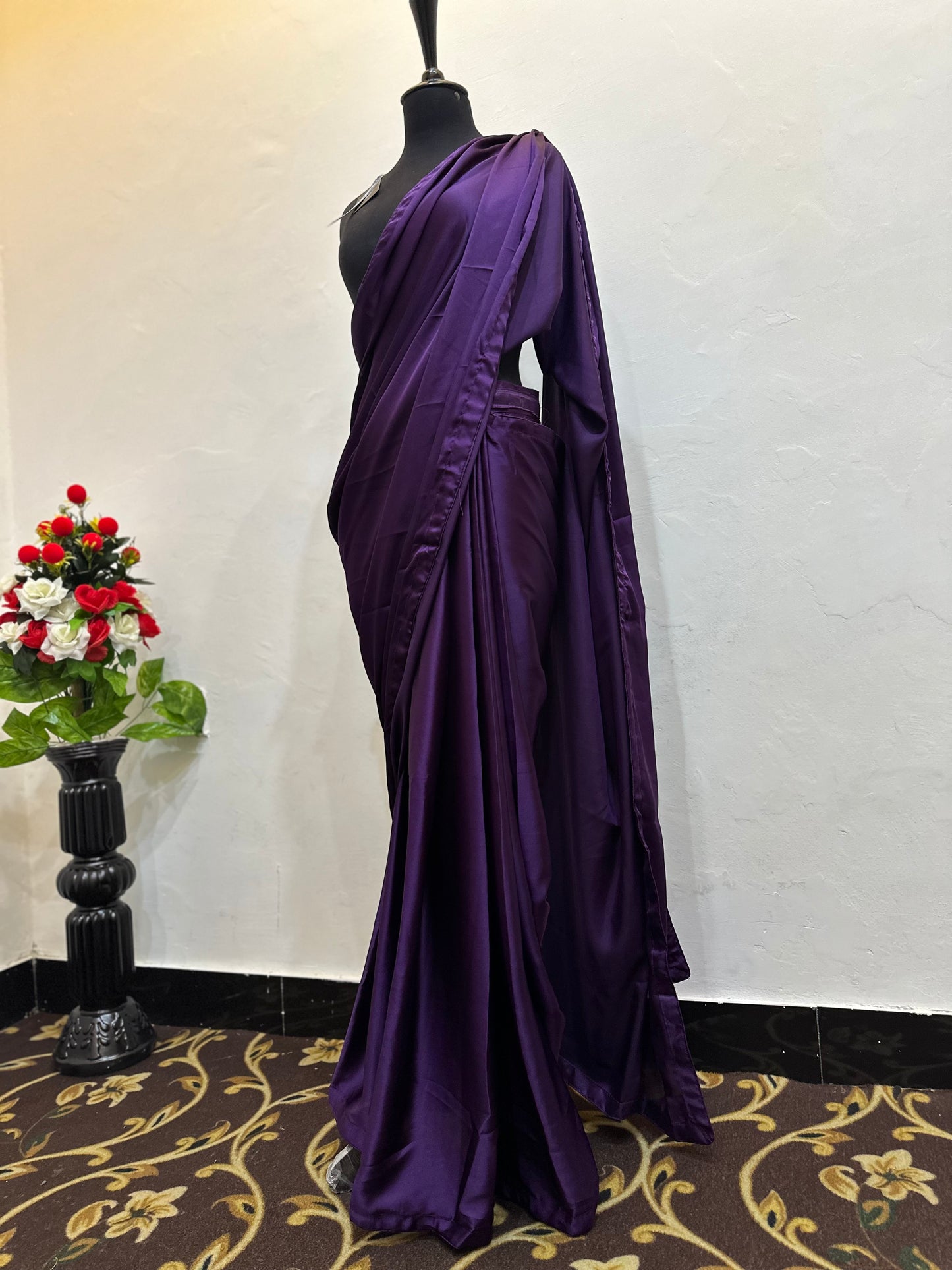 Shamoz silk saree | embroidered chiffon blouse | stitched
