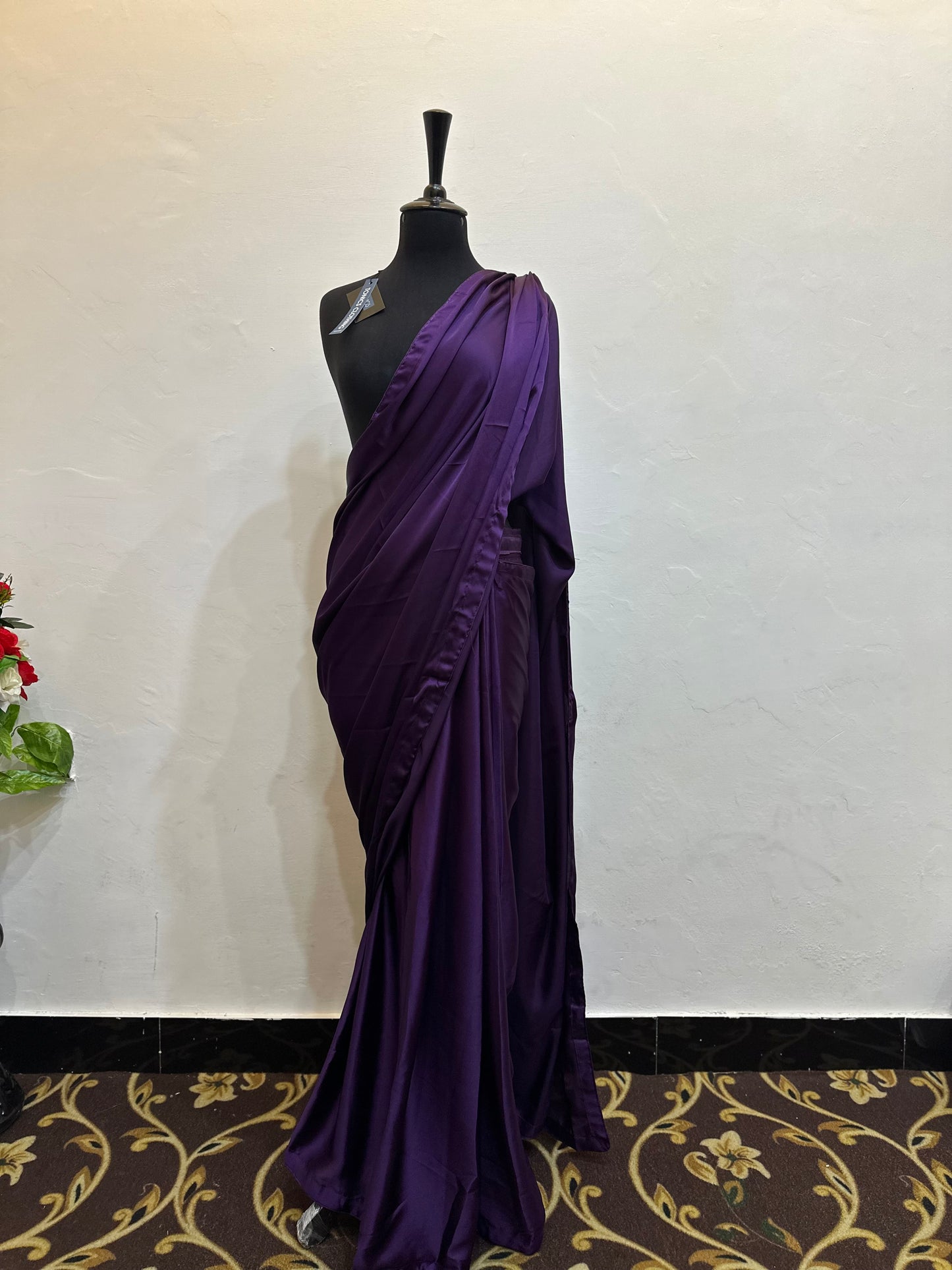 Shamoz silk saree | embroidered chiffon blouse | stitched