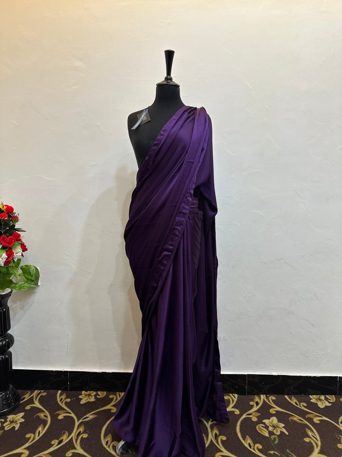 Shamoz silk saree | embroidered chiffon blouse | stitched