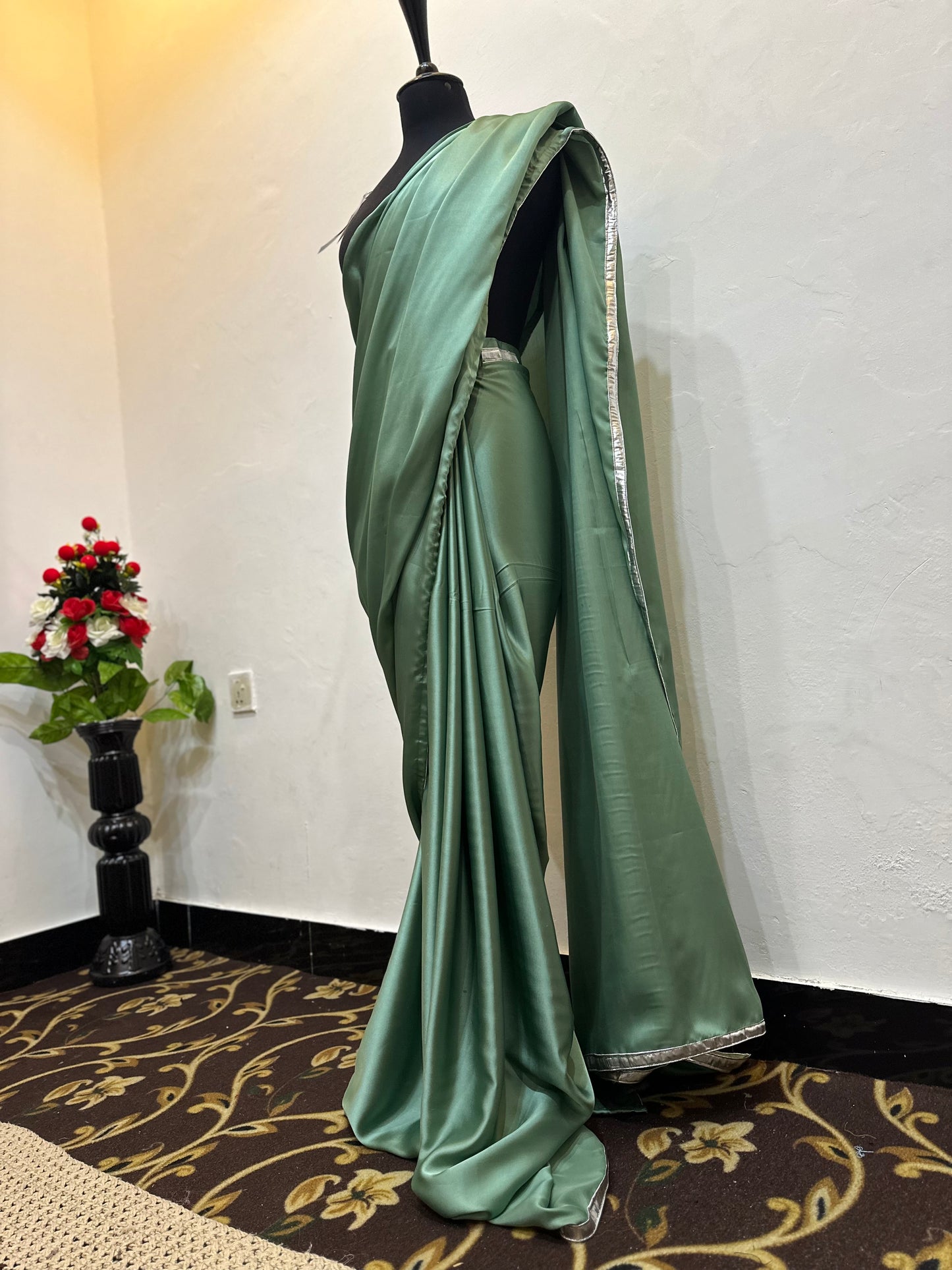 Shamoz silk saree with sequin blouse| stitched
