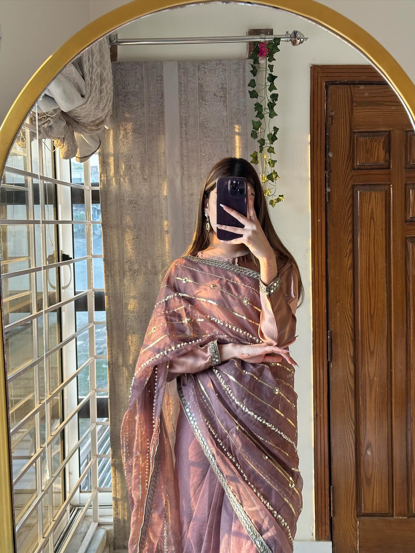 Organza pearls saree | Silk blouse