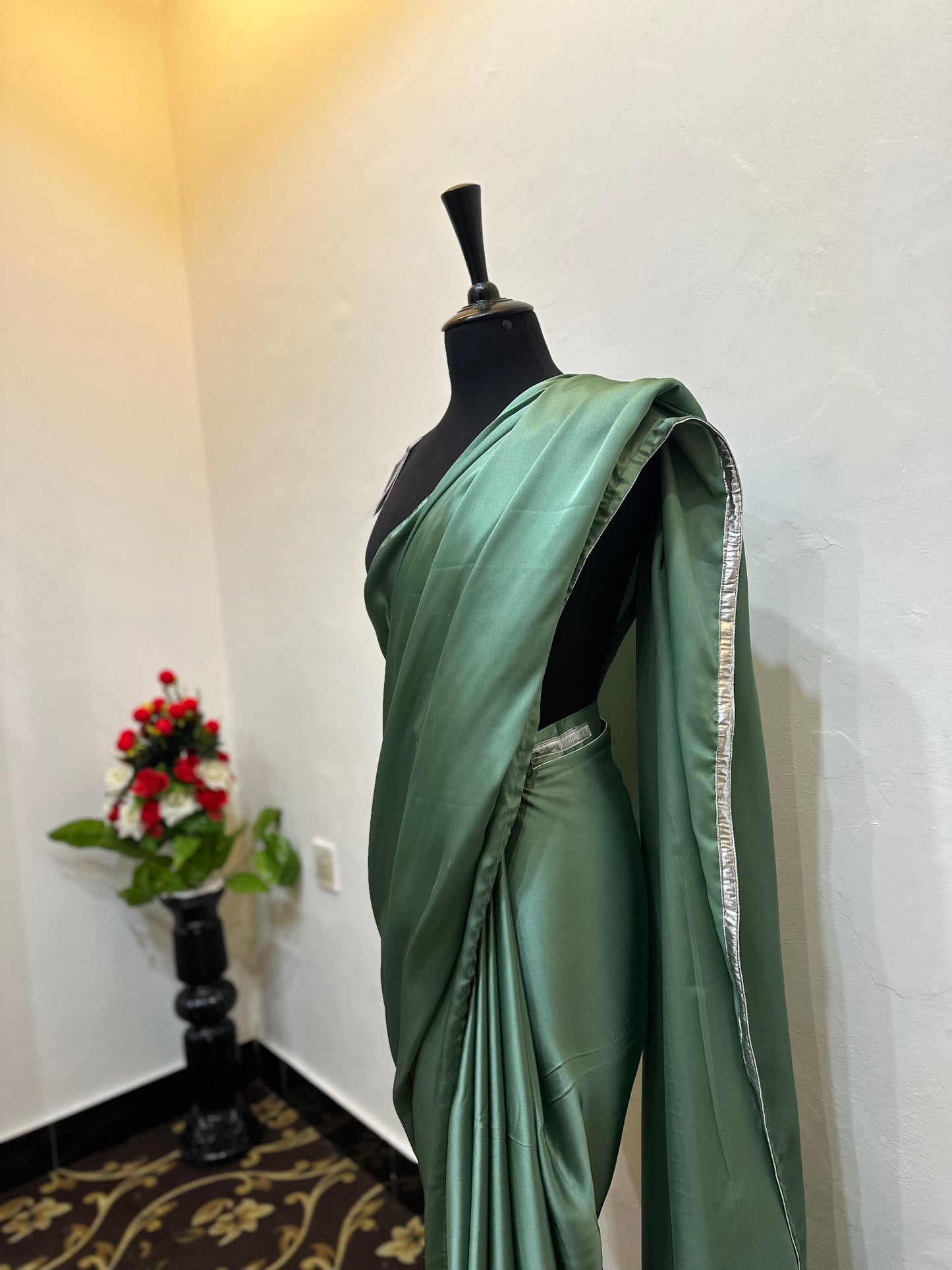 Shamoz silk saree with sequin blouse| stitched