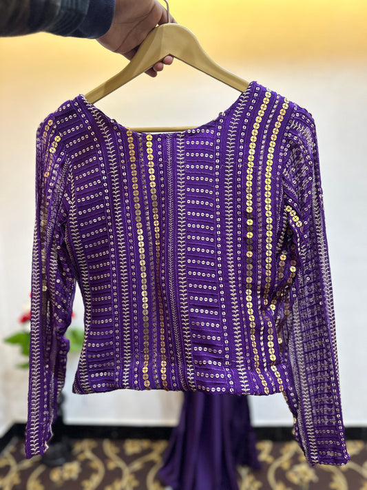 Shamoz silk saree | embroidered chiffon blouse | stitched