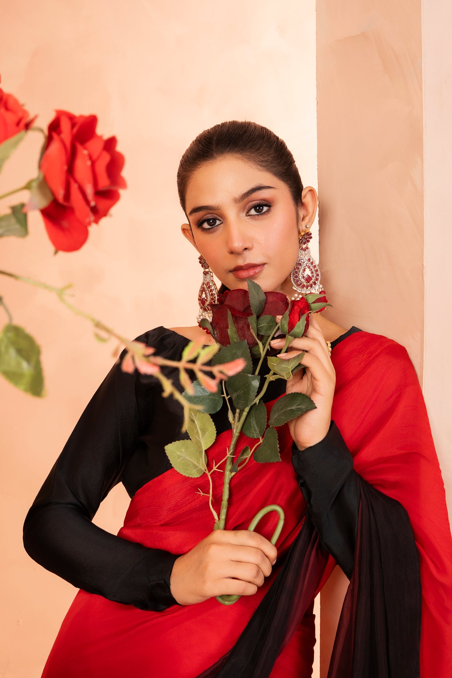 Ombre saree | Deep red to Black