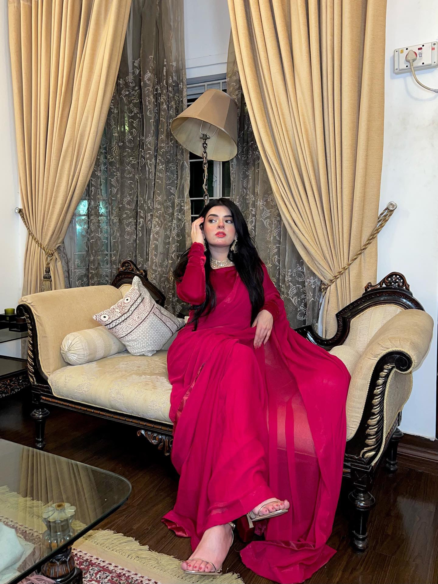 Chiffon Saree with Velvet Blouse