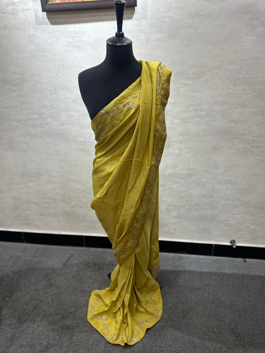 Georgette fabric Saree with Embroidered pallu