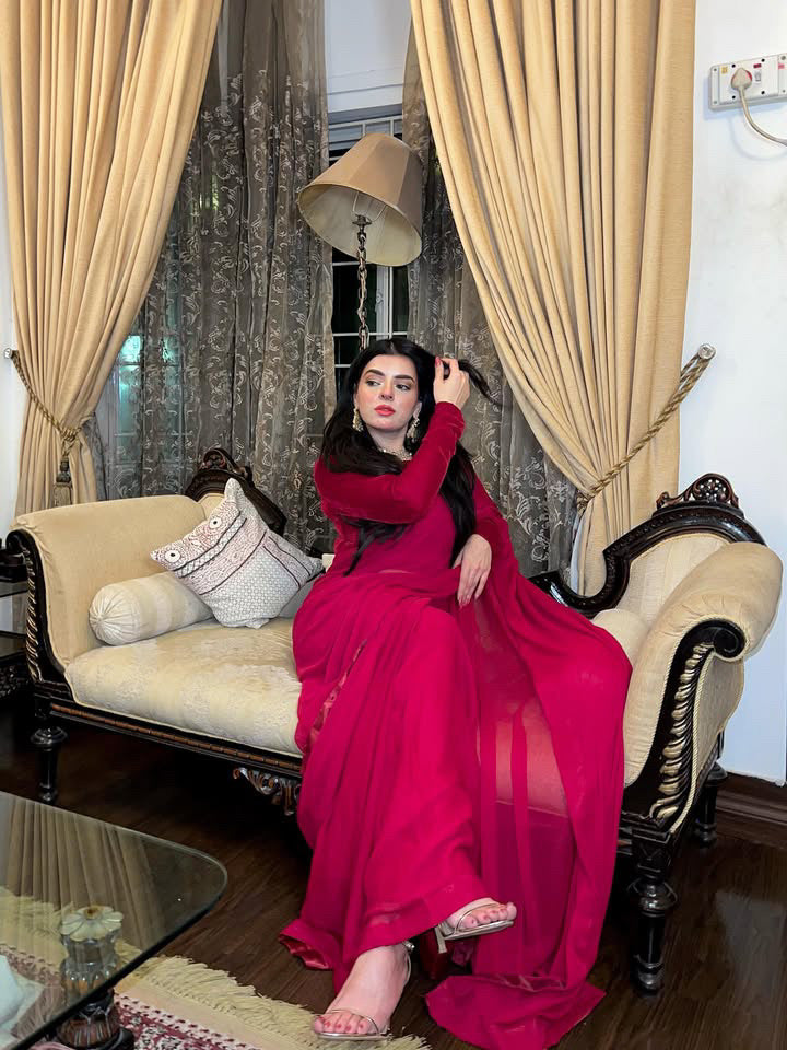 Chiffon Saree with Velvet Blouse