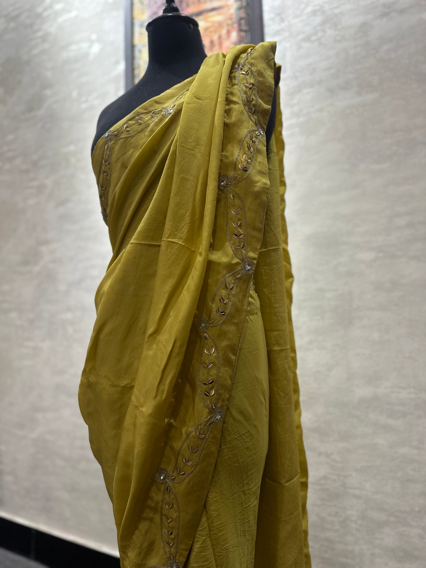 Georgette fabric Saree with Embroidered pallu